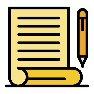 Judgment pen paper icon color outline vector vector