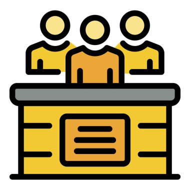 Mahkeme adalet simgesi renk ana hatları vektörü