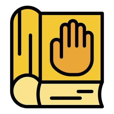 Adalet kitabı simgesi renk ana hatları vektörü