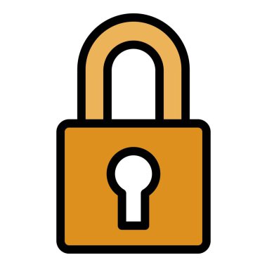 Asma kilit simgesi renk dış hat vektörü