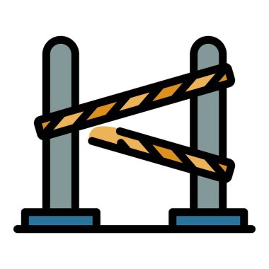 Hapishane bariyeri simgesi renk ana hatları vektörü