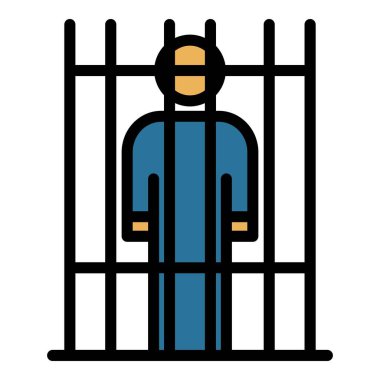 Kapı simgesi renk ana hatları vektöründeki hapishane