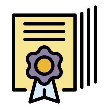 Ofis noteri amblem simgesi renk ana hatları vektörü