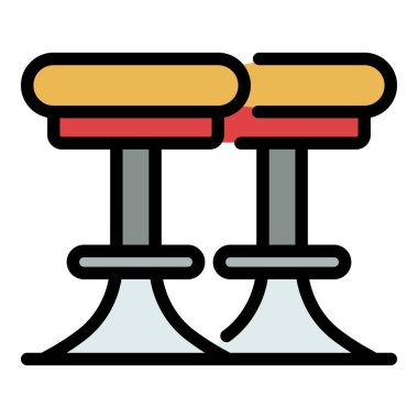 Yuvarlak sandalyeler simge rengi dış hat vektörü