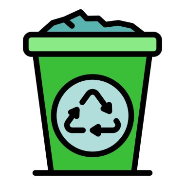 Çöp kutusu simgesi renk ana hatları vektörü