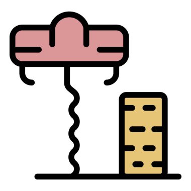 Kokteyl karıştırıcı ve cam simgesi renk çizgisi vektörü