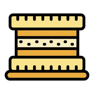 Katmanlı pasta simgesi renk ana hatları vektörü