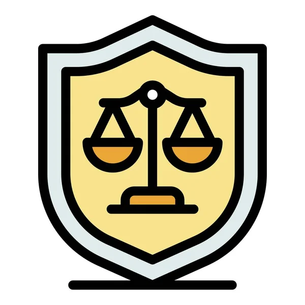 Judge balance shield icon color outline vector — Stock Vector