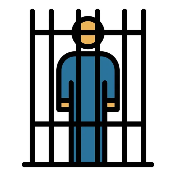 Prison in gate icon color outline vector — Stock Vector