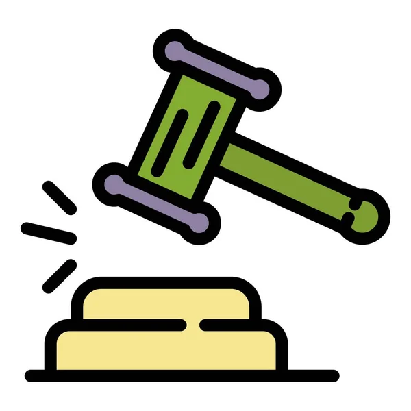 Judge gavel icon color outline vector — Stock Vector