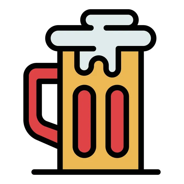 Taza de cerveza de vidrio icono color contorno vector — Vector de stock