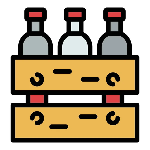 Scatola di bottiglie di vino icona colore contorno vettore — Vettoriale Stock