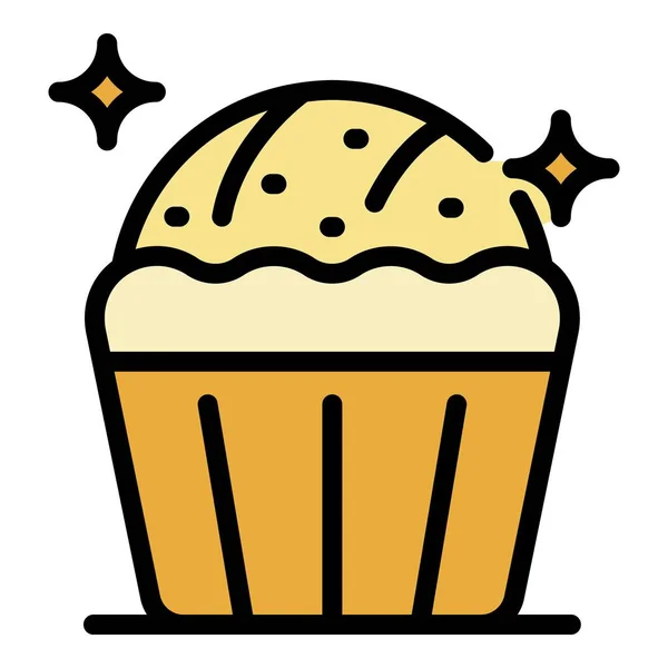 Muffin-Symbol Farbe Umrissvektor — Stockvektor