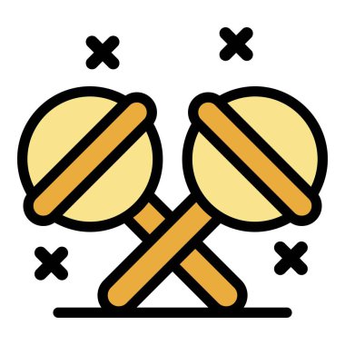 İki chupa chup simgesi renk ana hatları vektörü