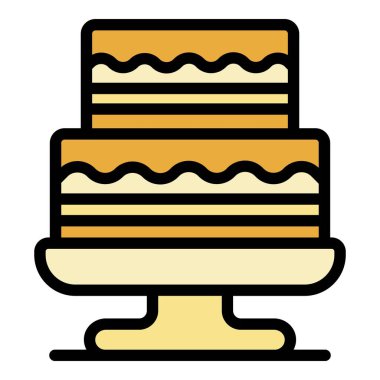 Bir simge renk ana hatları vektöründe iki seviye pasta