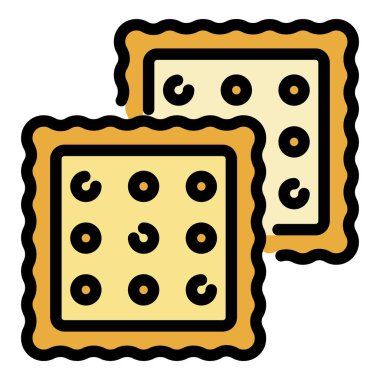 İki kraker simgesi renk ana hatları vektörü