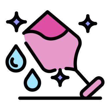 Dolu cam ve damla simgesi renk ana hatları vektörü