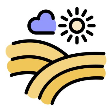 Gökkuşağı güneşi ve bulut simgesi renk çizgisi vektörü