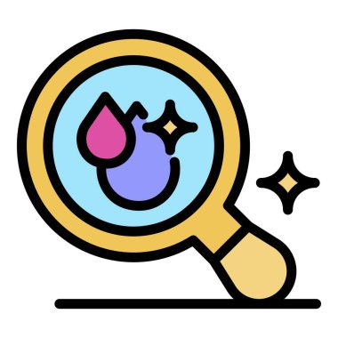 Büyüteç simgesi renk ana hatları vektöründe düşer