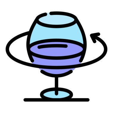 Bir şarap kadehi simgesi renk ana hatları vektörünü döndürmek