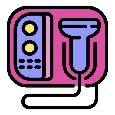 Lazer aygıtı teçhizat simgesi renk ana hatları vektörü