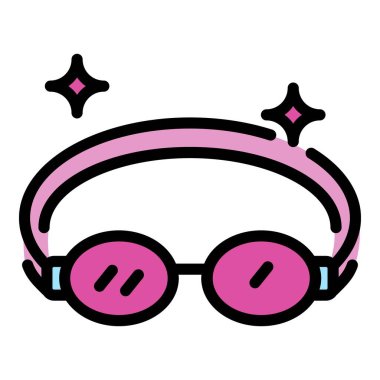 Lazer prosedür gözlük simgesi renk ana hatları vektörü