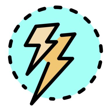 İki şimşek simgesi renk ana hatları vektörü