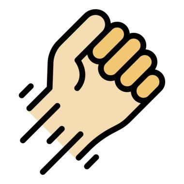 Hareket simgesinde yumruk renk ana hatları vektörü