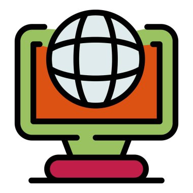 Dil çevirmeni izleyici simgesi renk ana hatları vektörü