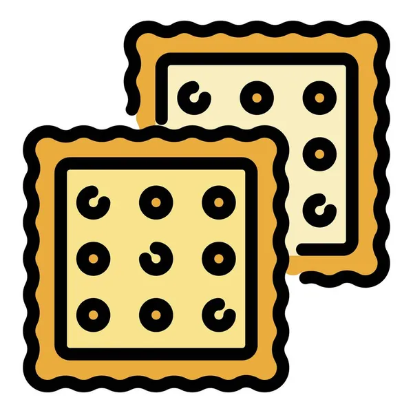 Due cracker icona colore contorno vettore — Vettoriale Stock