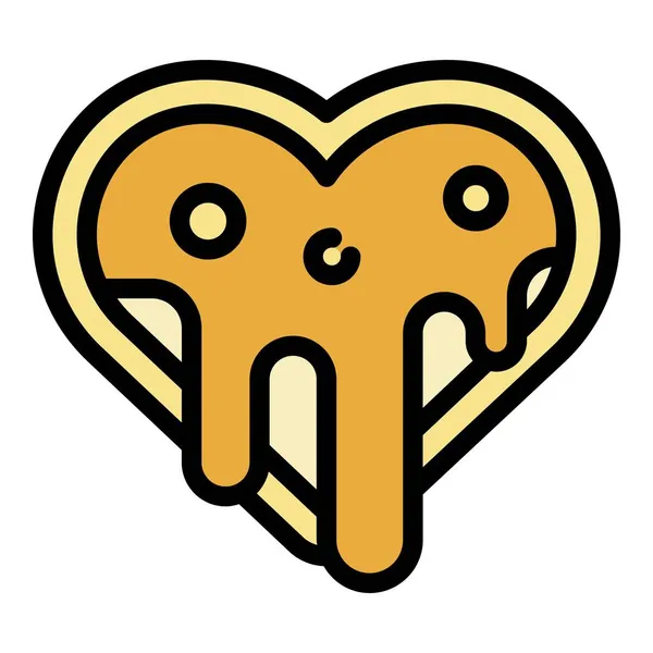 Vettore del contorno del colore dell'icona del cookie del cuore smaltato — Vettoriale Stock