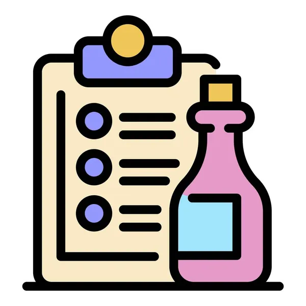 Fles en check lijst pictogram kleur overzicht vector — Stockvector