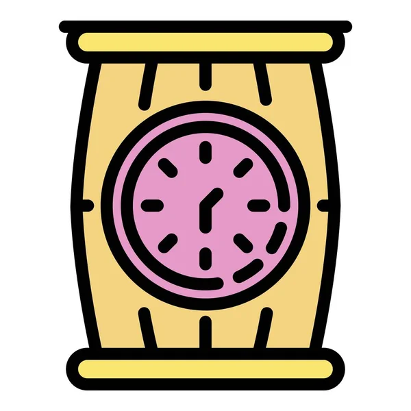 Barril y reloj icono color contorno vector — Vector de stock