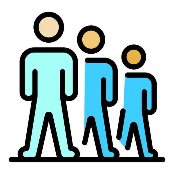 Vetor de contorno de cores de ícone de três pessoas —  Vetores de Stock