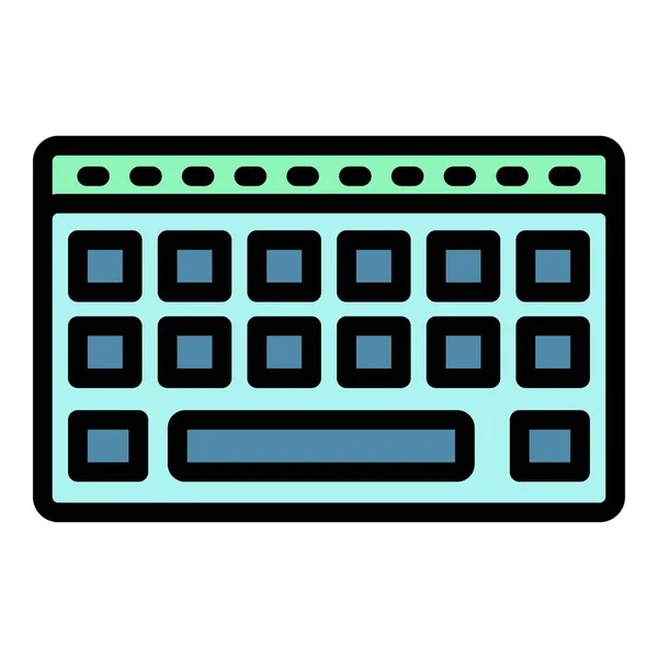 无线键盘图标彩色轮廓矢量 — 图库矢量图片