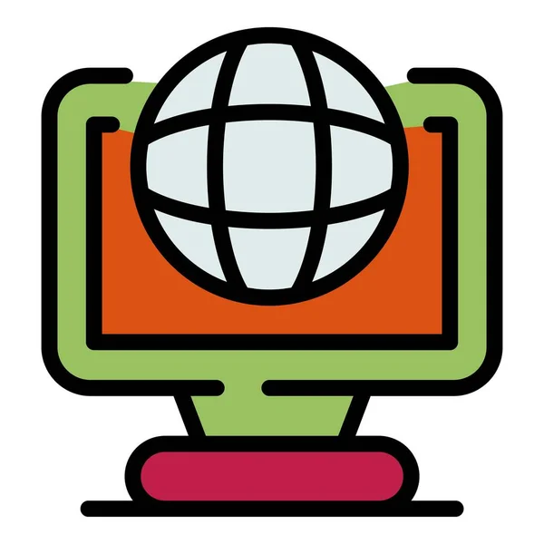 Lengua traductor monitor icono color contorno vector — Vector de stock