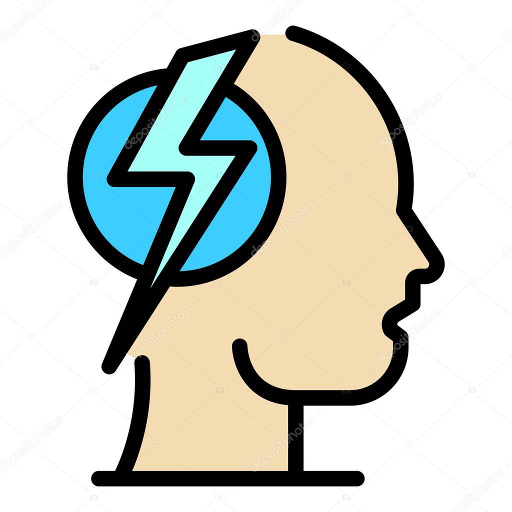 Lightning in the head icon color outline vector