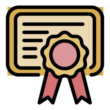 Groomer diploma simgesi renk ana hatları vektörü