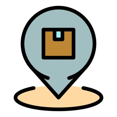 Paket konum simgesi renk dış hat vektörü