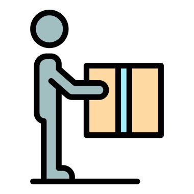 Ev paketi dağıtım simgesi renk ana hatları vektörü