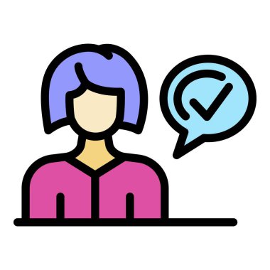 Onaylanmış TV sunucusu simgesi renk ana hatları vektörü