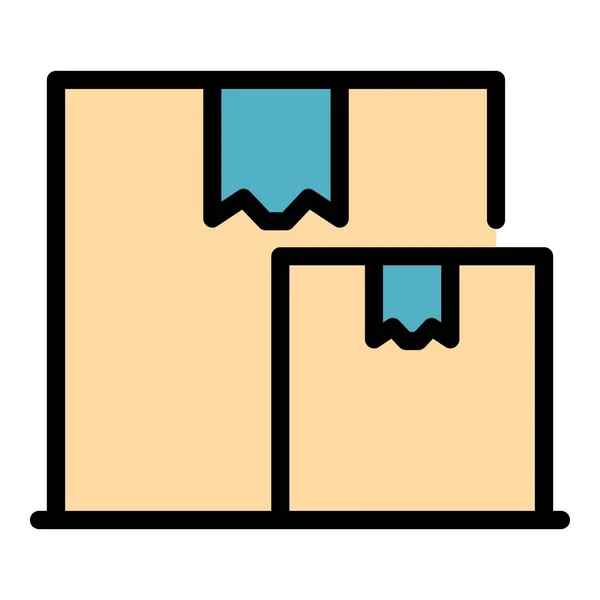 Karton Paket Box Symbol Farbe Umrissvektor — Stockvektor