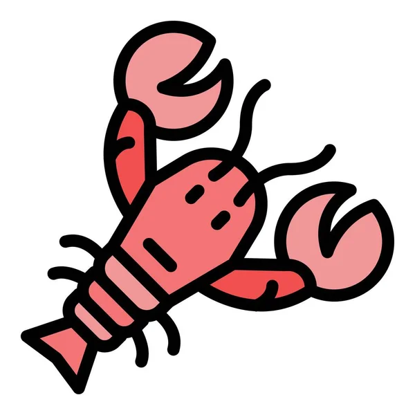 Ícone de comida lagosta vetor de contorno de cor — Vetor de Stock