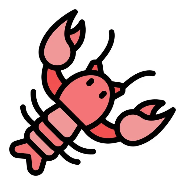 Ikon makan malam lobster warna vektor garis luar - Stok Vektor