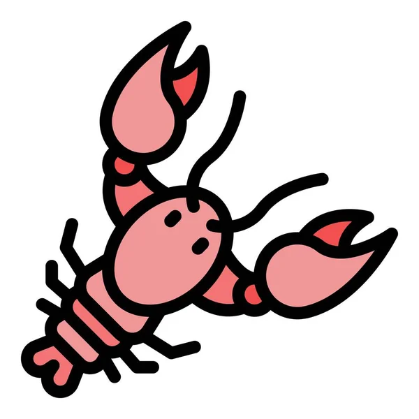 Vecteur de contour de couleur icône homard eau — Image vectorielle