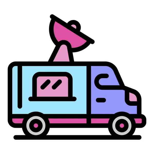 TV satellite camion icône couleur contour vecteur — Image vectorielle
