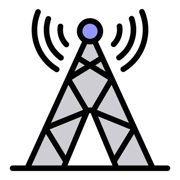 Radio tv toren pictogram kleur omtrek vector — Stockvector