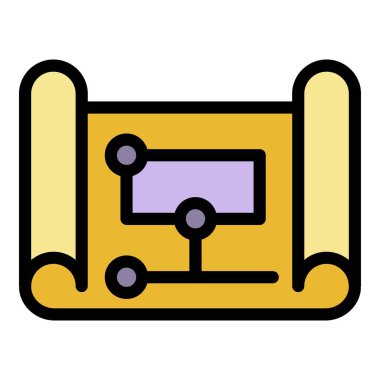 İletişim elektrik planlama simgesi renk ana hatları vektörü