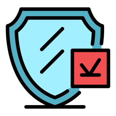 Vergi müfettişi güvenlik simgesi renk ana hatları vektörü