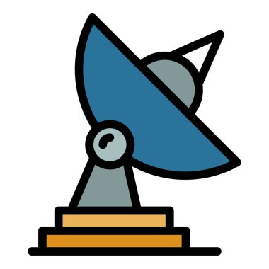 Yer radyo uydu simgesi renk ana hatları vektörü